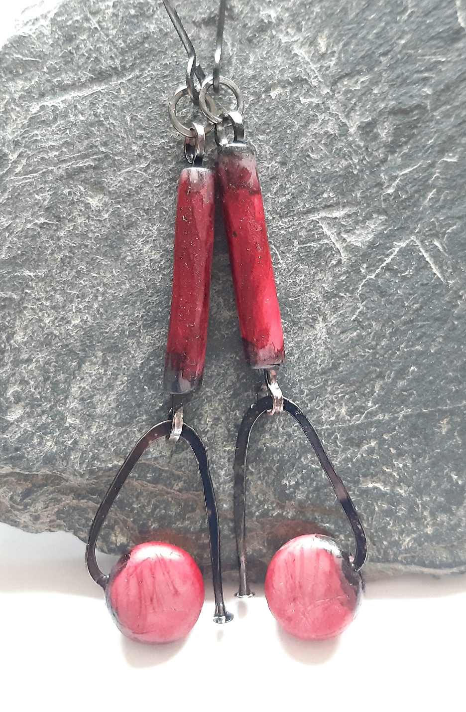 Red and Black Avant Garde Earrings